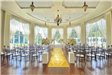 Indoor wedding setting with aisle runner