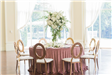 Large floral arrangement on a round table
