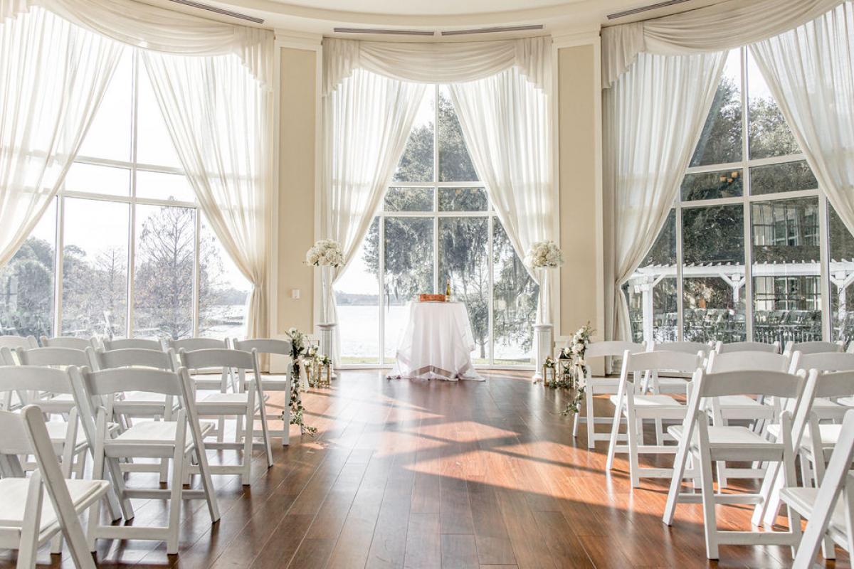Indoor wedding ceremony setting