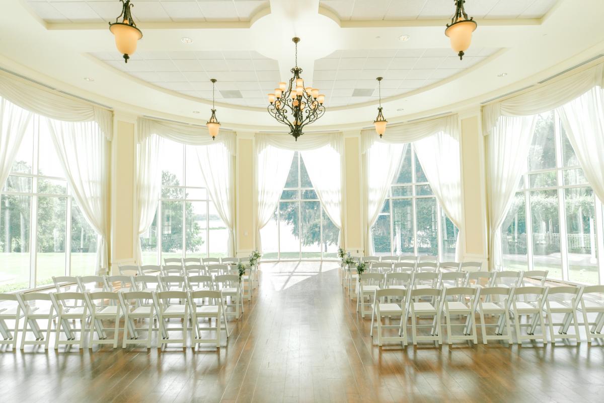Indoor wedding ceremony setting
