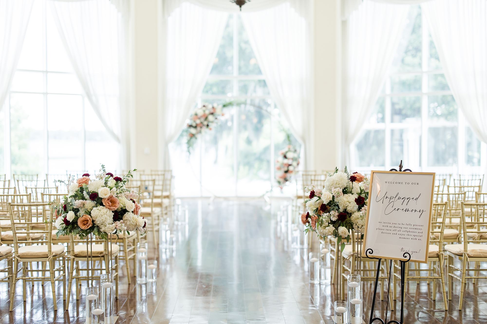 Rotunda Ceremony with gold Chiavari Chairs
